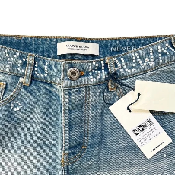 Scotch &amp; Soda You Blow Me Away Ocean Shade Blue Denim Jean Shorts Sz 24 NWT $115