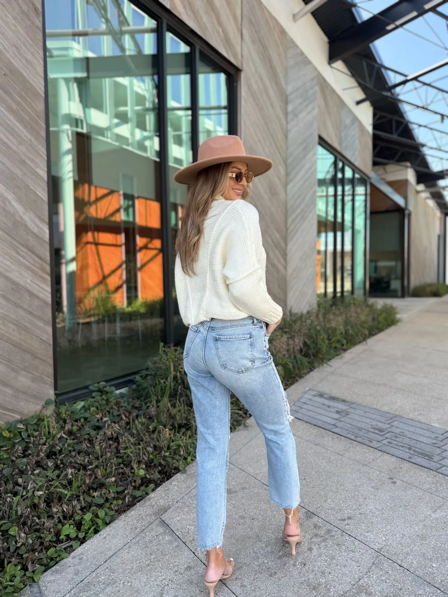 Seam Detail Mock Neck Sweater - Cream - FINAL SALE