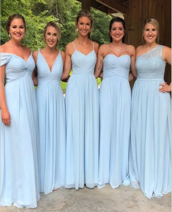 Sexy Floor length chiffon cheap bridesmaid dresses long