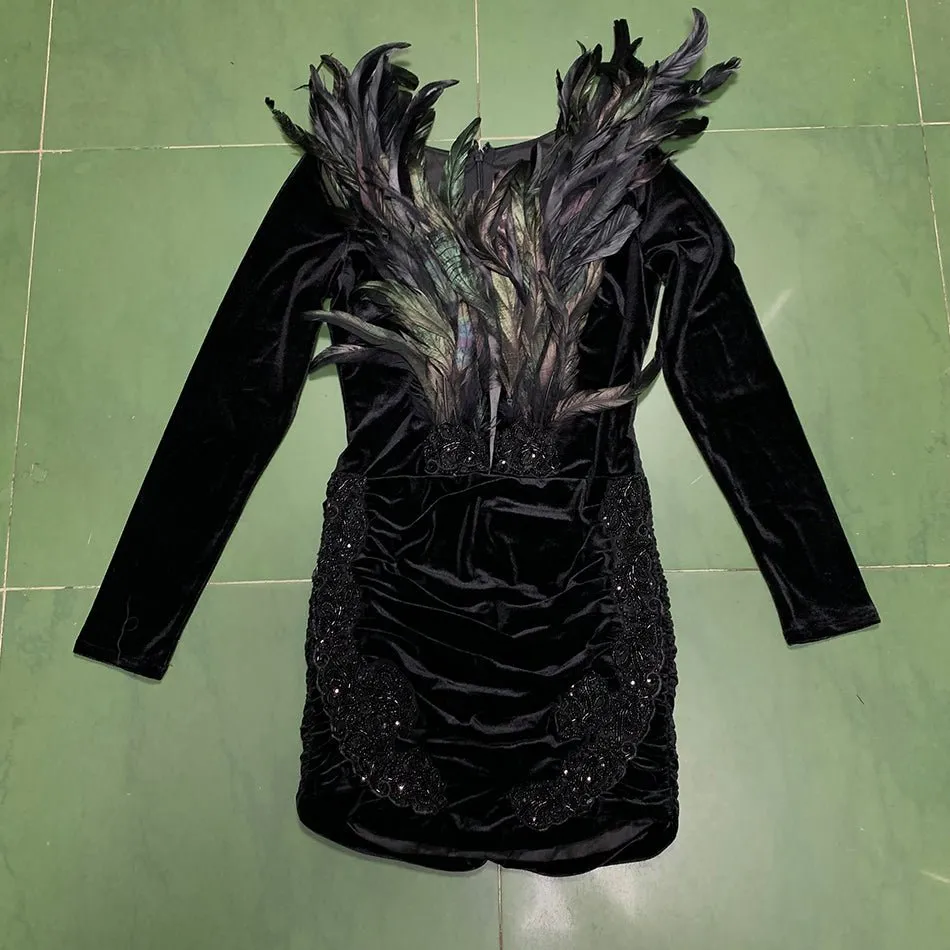 Sexy Luxury Beaded Mini Cocktail Party Dress