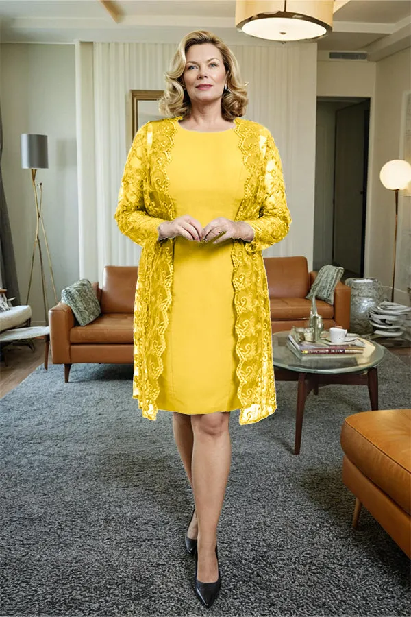 Sheath 2 Pieces Mother of the Bride Dress with Lace Jacket