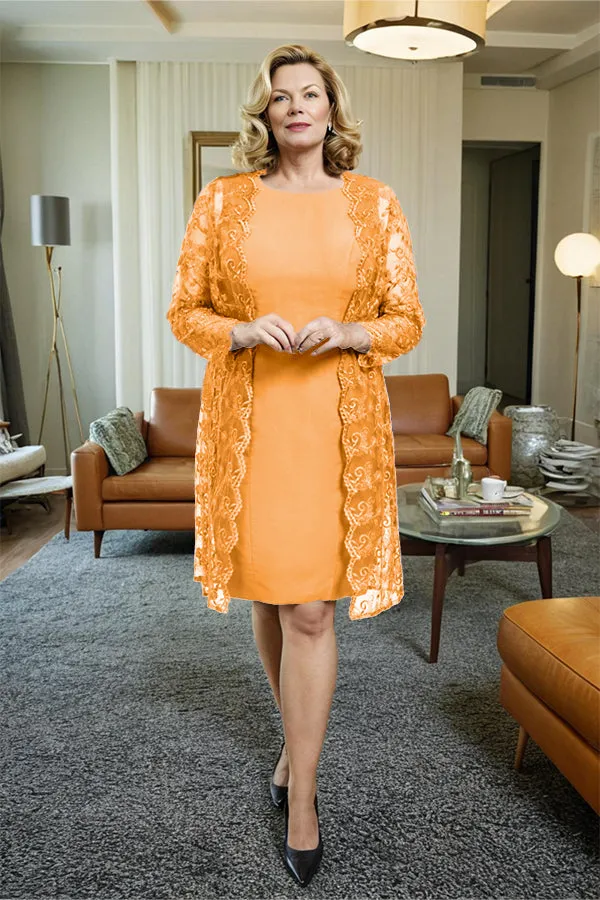 Sheath 2 Pieces Mother of the Bride Dress with Lace Jacket