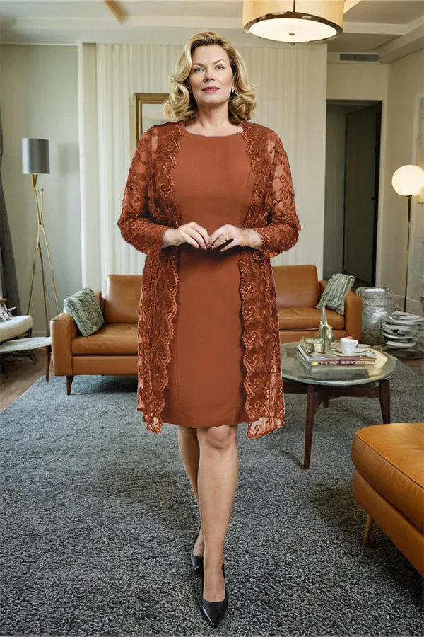Sheath 2 Pieces Mother of the Bride Dress with Lace Jacket