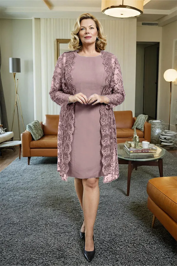 Sheath 2 Pieces Mother of the Bride Dress with Lace Jacket