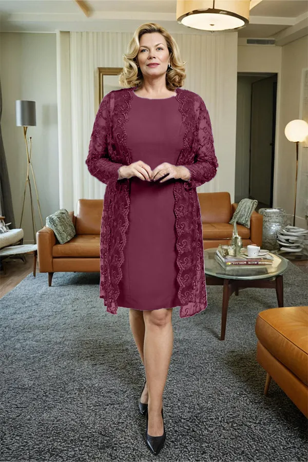 Sheath 2 Pieces Mother of the Bride Dress with Lace Jacket