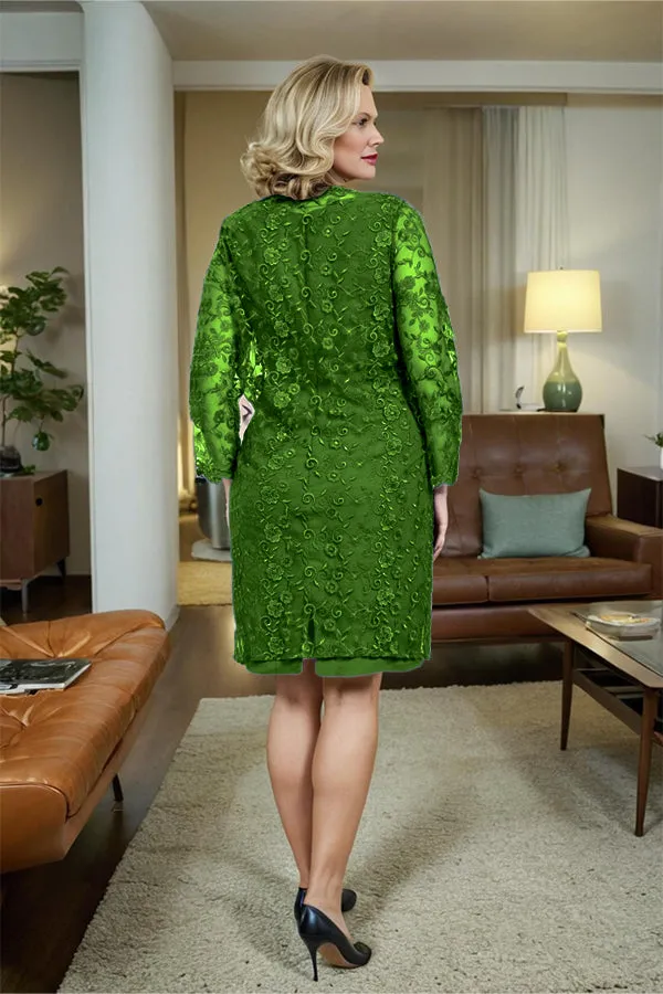 Sheath 2 Pieces Mother of the Bride Dress with Lace Jacket