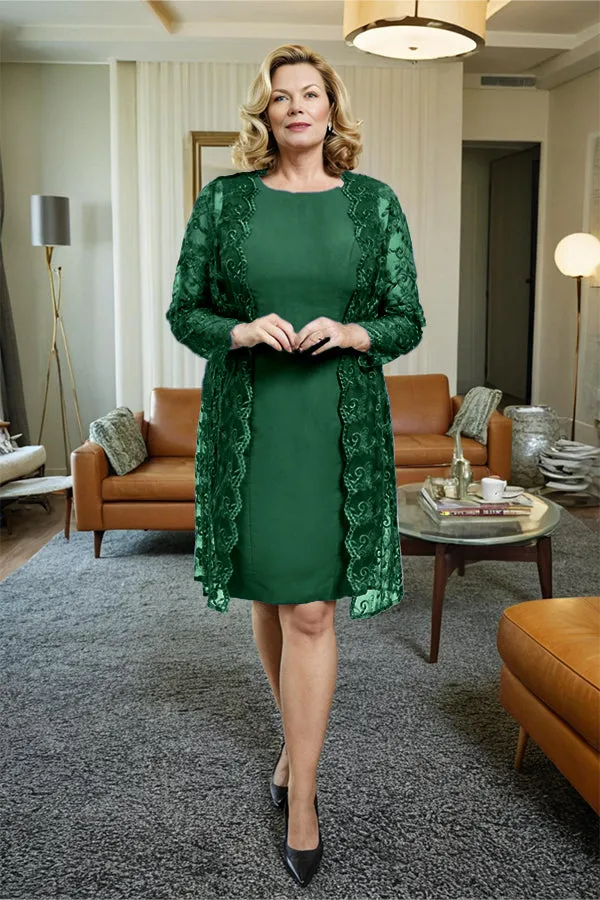 Sheath 2 Pieces Mother of the Bride Dress with Lace Jacket