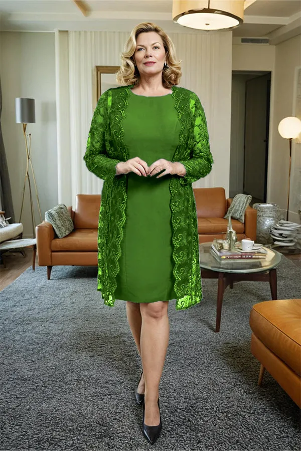 Sheath 2 Pieces Mother of the Bride Dress with Lace Jacket