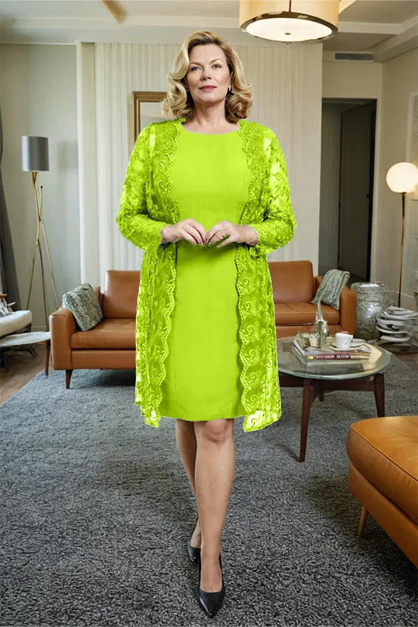 Sheath 2 Pieces Mother of the Bride Dress with Lace Jacket