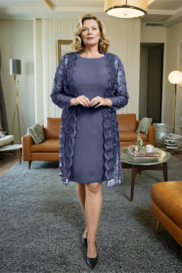 Sheath 2 Pieces Mother of the Bride Dress with Lace Jacket