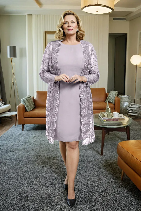 Sheath 2 Pieces Mother of the Bride Dress with Lace Jacket