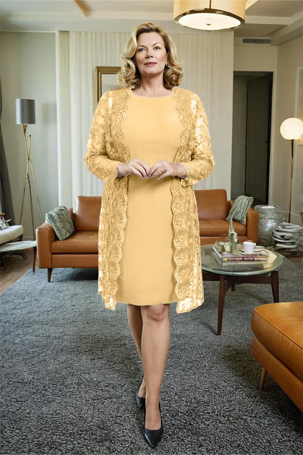 Sheath 2 Pieces Mother of the Bride Dress with Lace Jacket