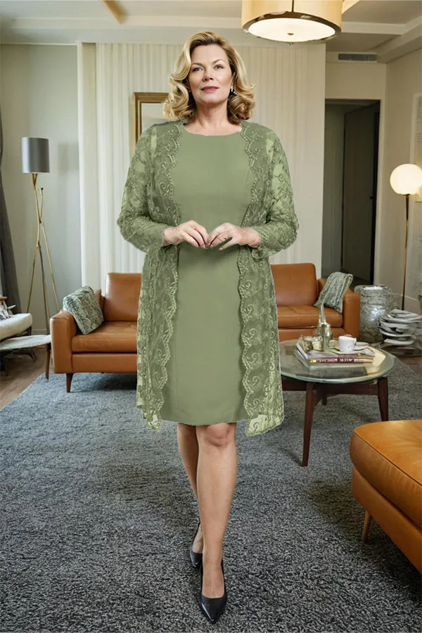 Sheath 2 Pieces Mother of the Bride Dress with Lace Jacket
