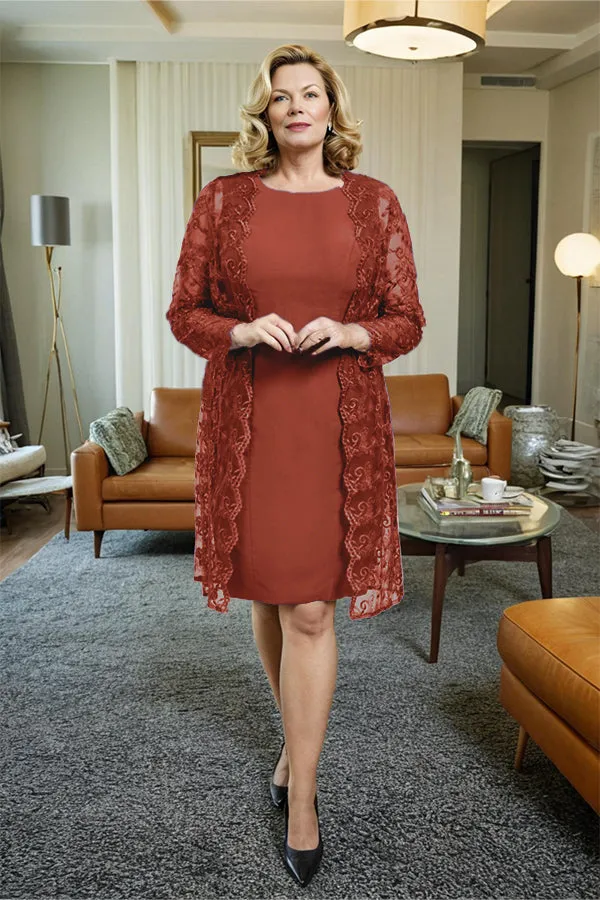 Sheath 2 Pieces Mother of the Bride Dress with Lace Jacket