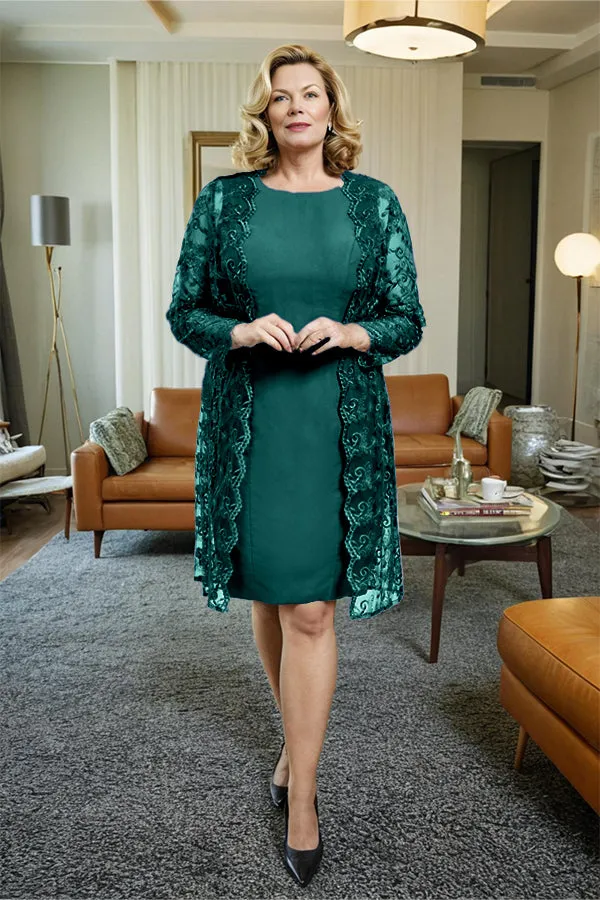 Sheath 2 Pieces Mother of the Bride Dress with Lace Jacket