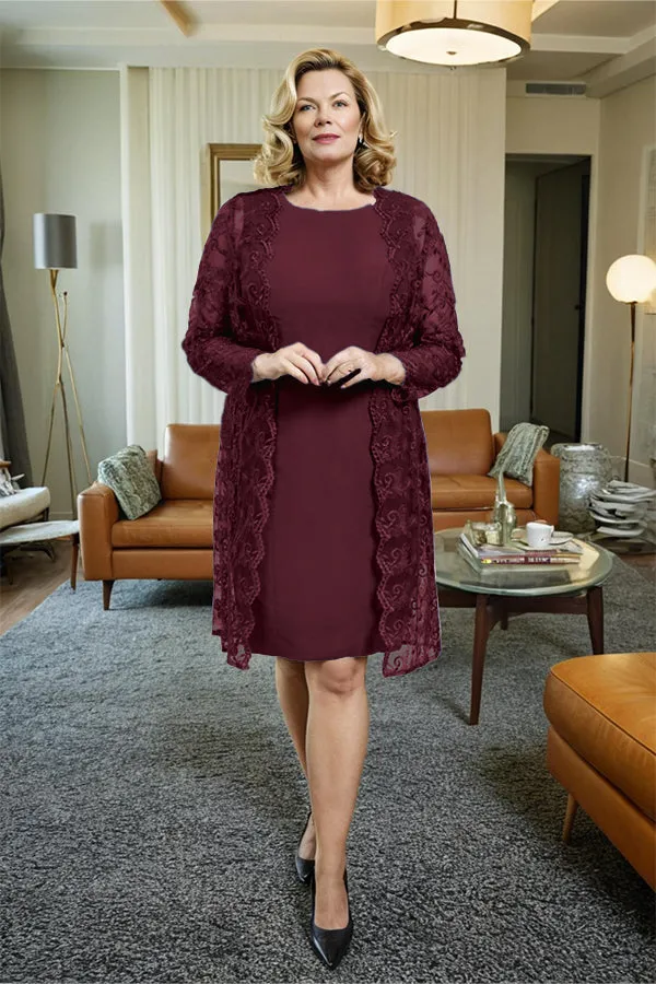Sheath 2 Pieces Mother of the Bride Dress with Lace Jacket