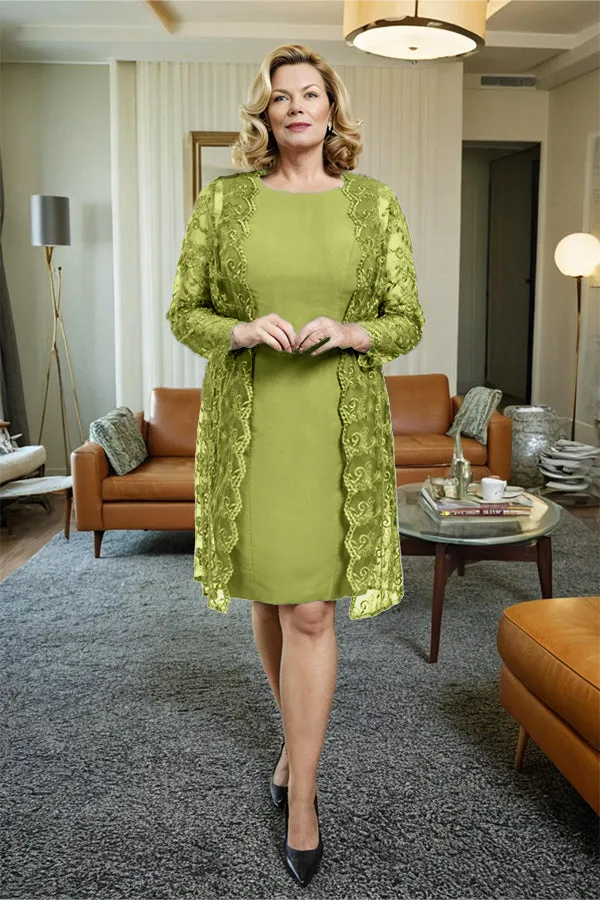 Sheath 2 Pieces Mother of the Bride Dress with Lace Jacket