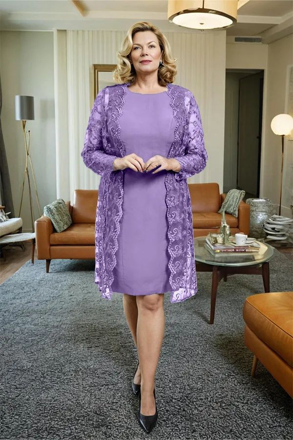 Sheath 2 Pieces Mother of the Bride Dress with Lace Jacket