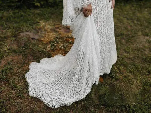 Sheath Long Sleeves Lace up Back Beach Wedding Dresses, Bridal Gown, MW741