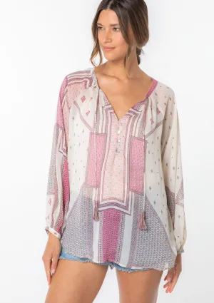 Sheer Bohemian Chiffon Long Sleeve Blouse