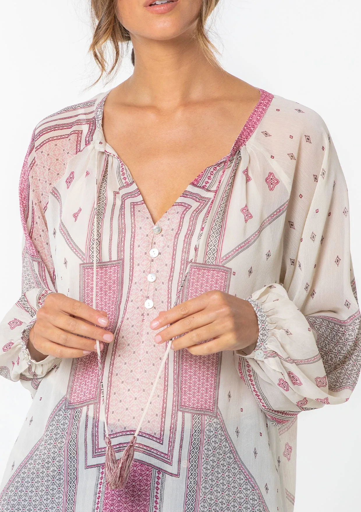 Sheer Bohemian Chiffon Long Sleeve Blouse