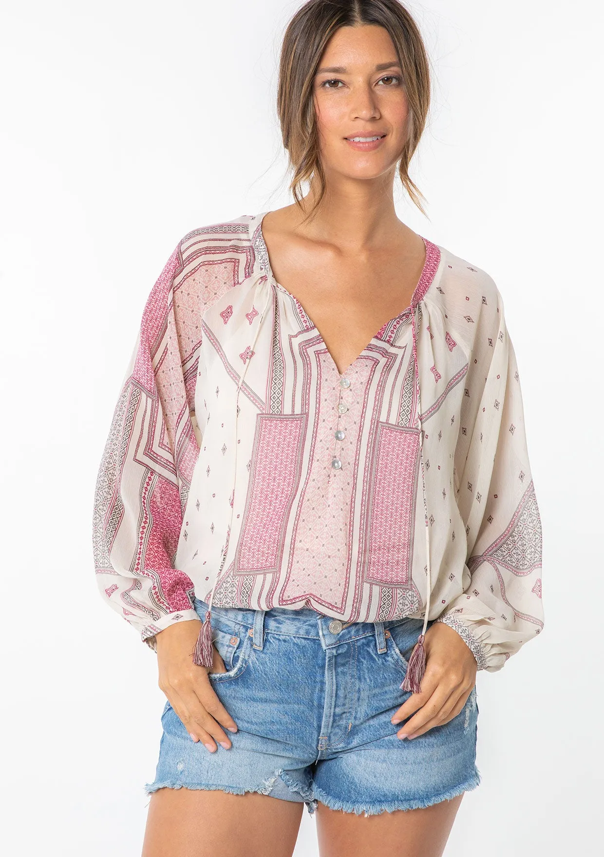 Sheer Bohemian Chiffon Long Sleeve Blouse