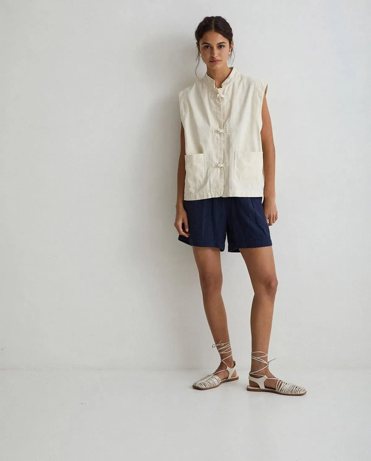 Shorts Yerse Romina Doble Gasa Navy