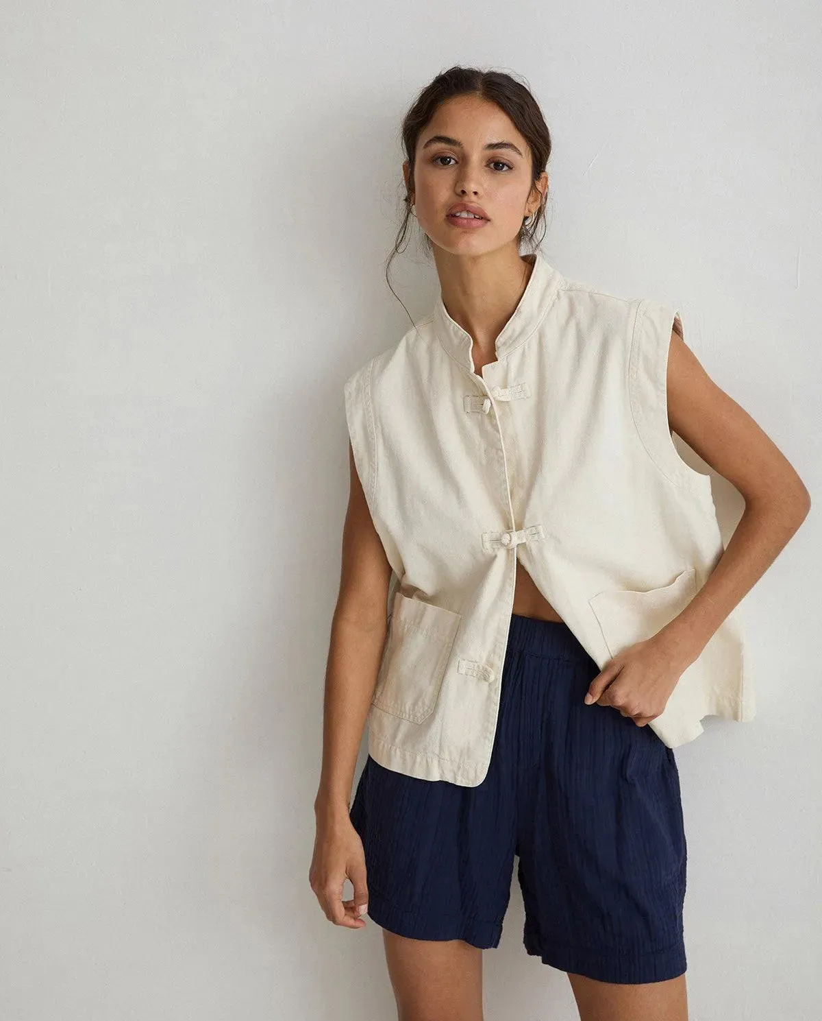 Shorts Yerse Romina Doble Gasa Navy