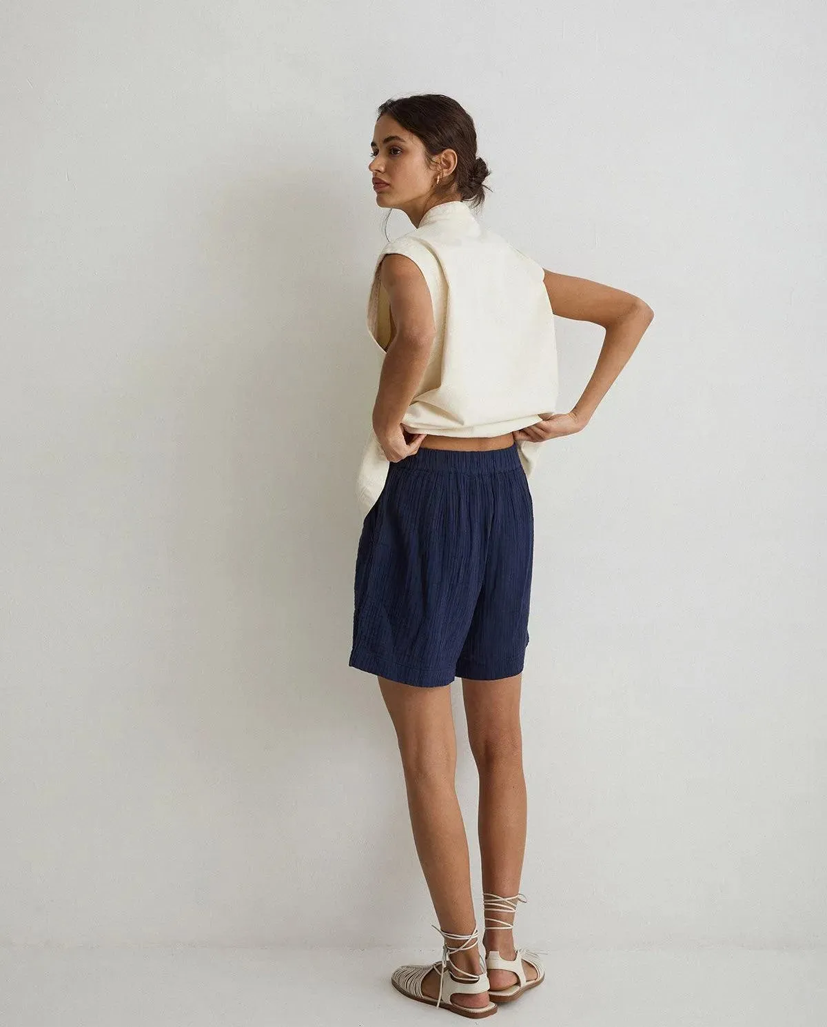 Shorts Yerse Romina Doble Gasa Navy