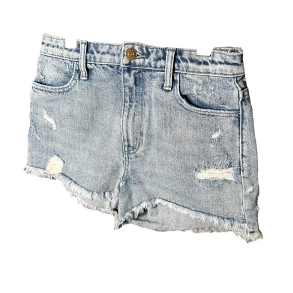 Show Me Your MuMu Rainwater Arizona High-Rise Distressed Denim Shorts - Size 25