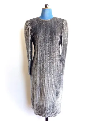 Silver Sheath Dress Draped Bow Back