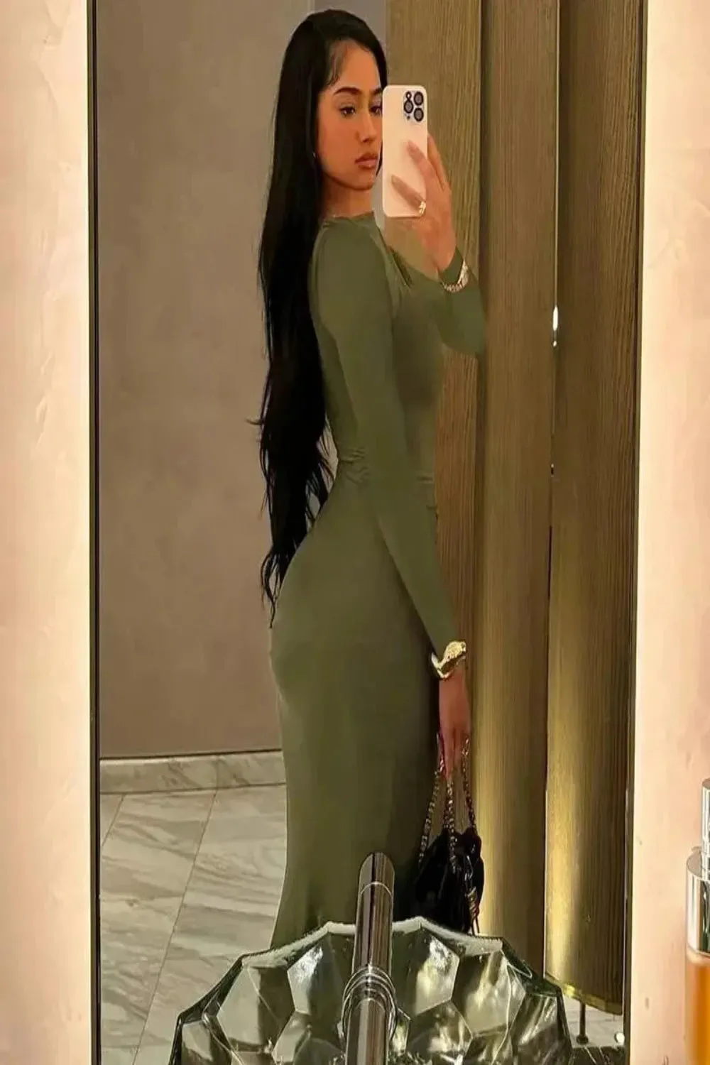 Simple O-Neck Sheath Ruched Dress