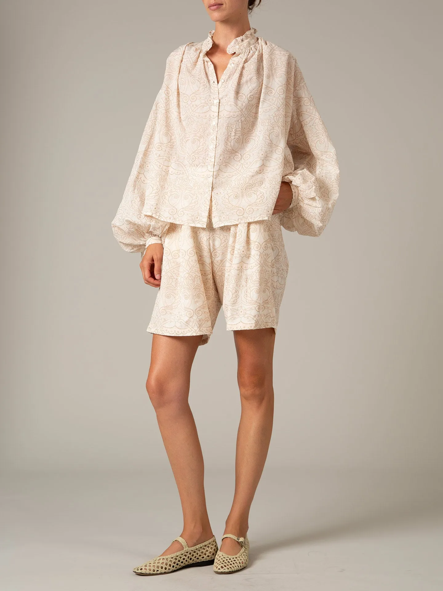 Slava Voile Blouse - Elizabethan Block print