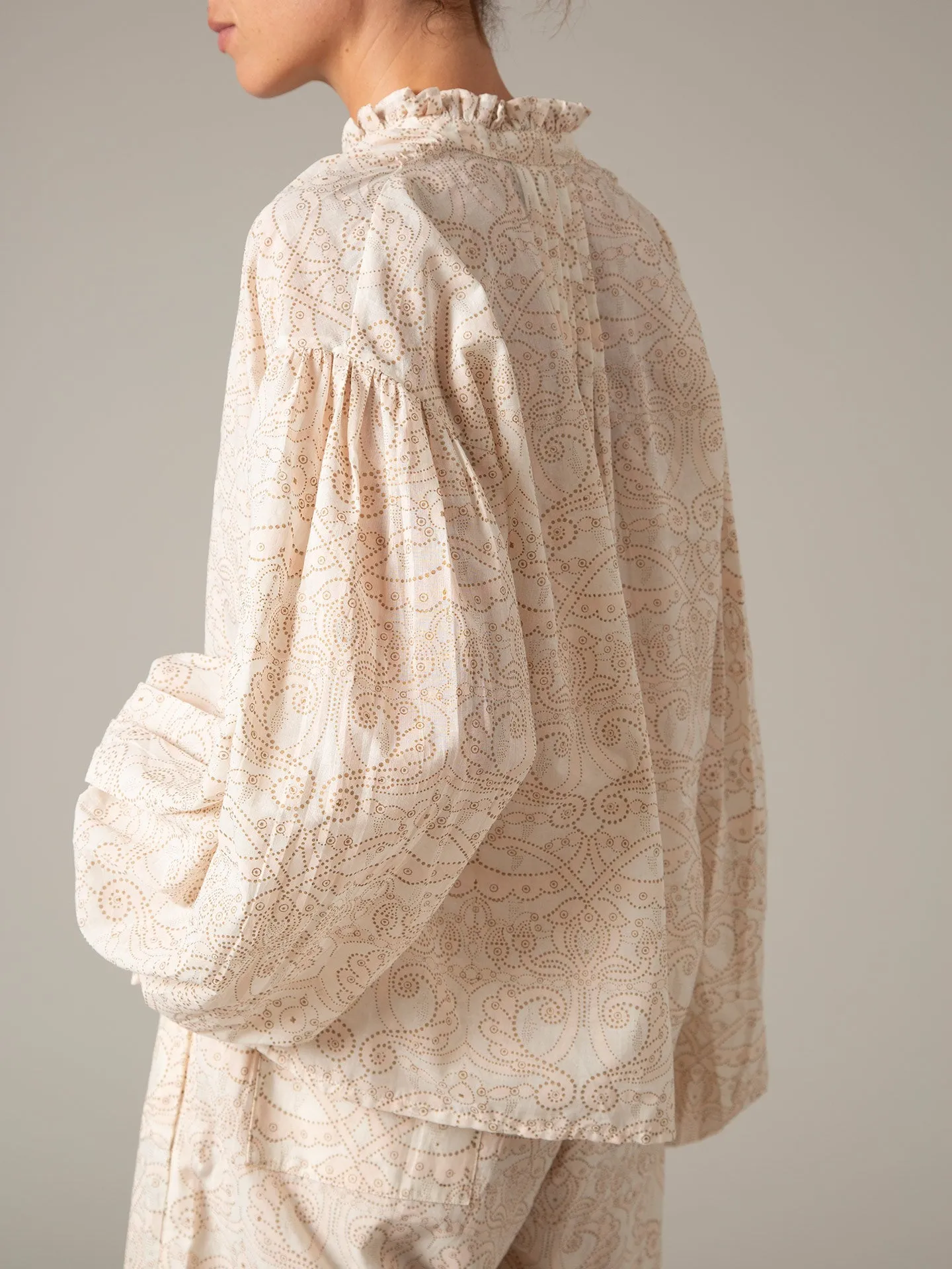 Slava Voile Blouse - Elizabethan Block print