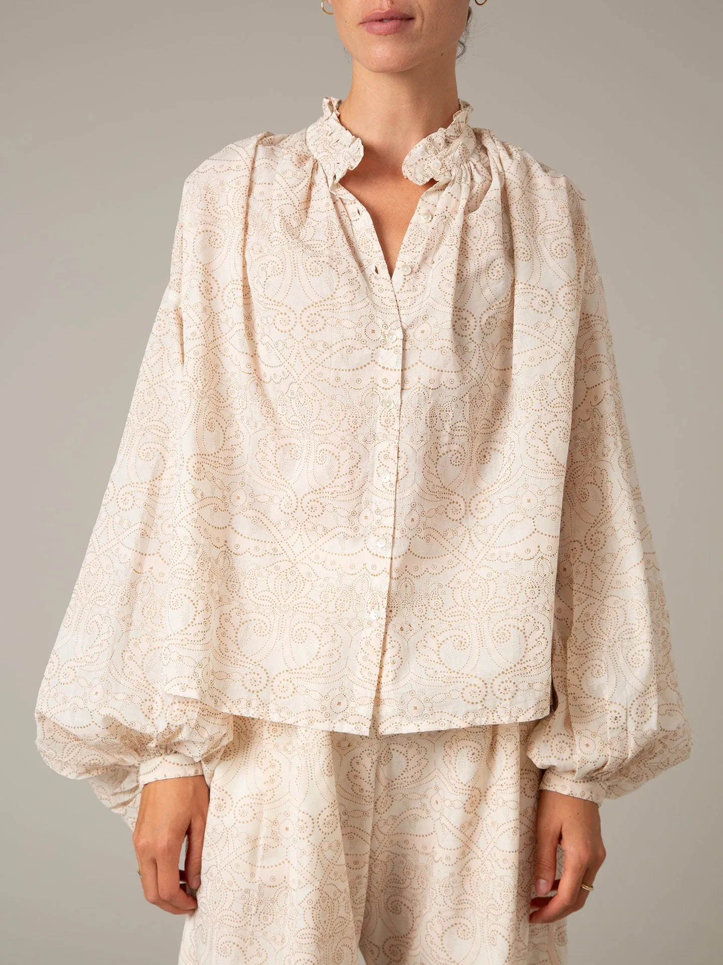 Slava Voile Blouse - Elizabethan Block print