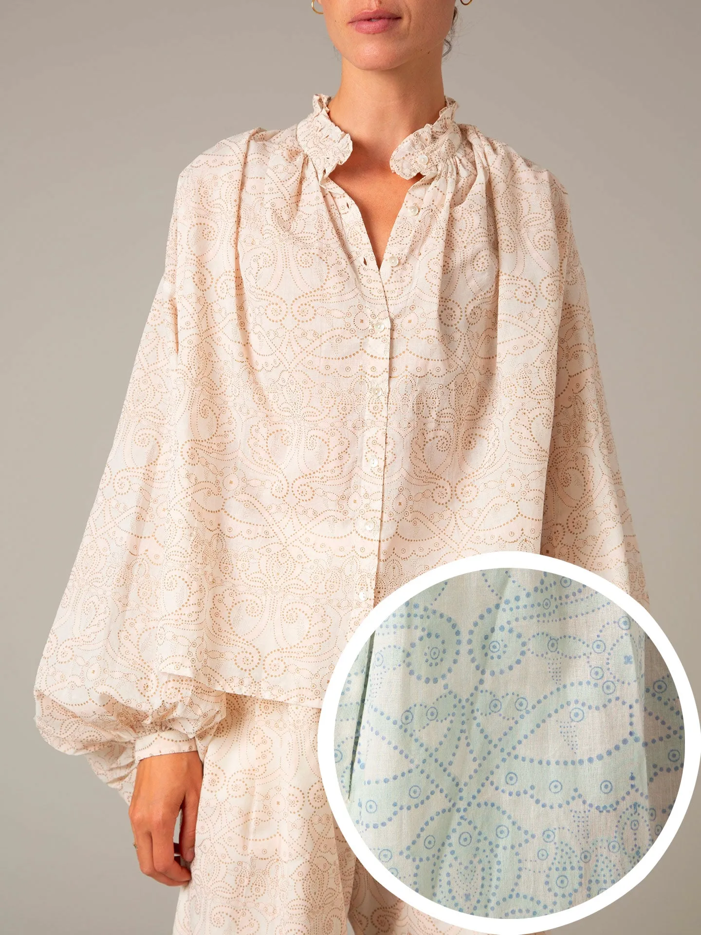 Slava Voile Blouse - Elizabethan Block print