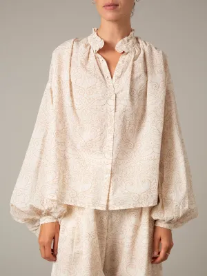 Slava Voile Blouse - Elizabethan Block print