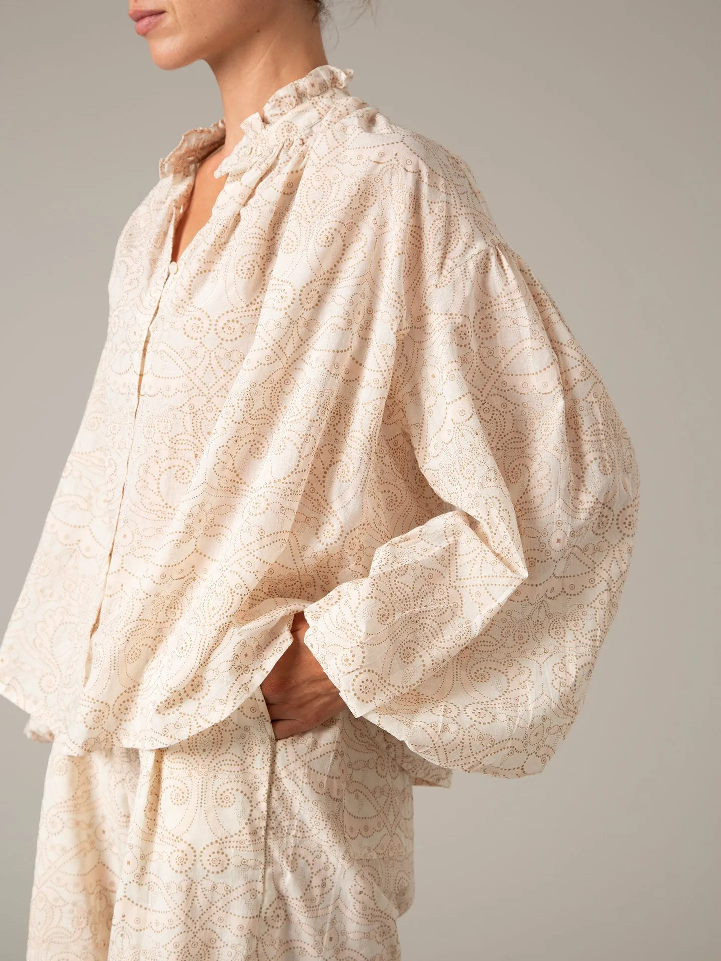 Slava Voile Blouse - Elizabethan Block print