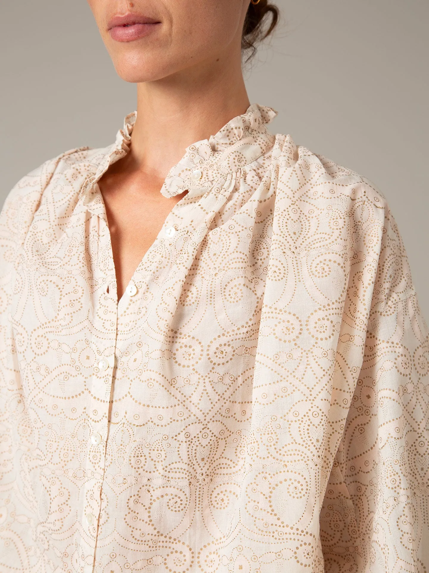 Slava Voile Blouse - Elizabethan Block print