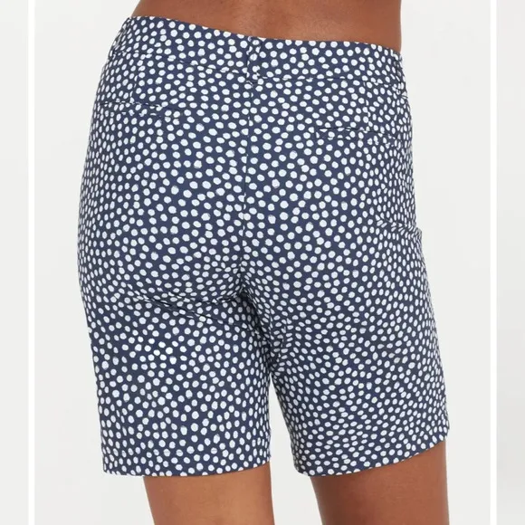 SPANX Sunshine Short 10&quot; Womens Medium Boat Beach Board Bermuda Navy Swim Shorts