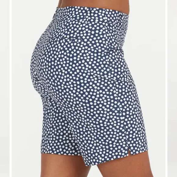 SPANX Sunshine Short 10&quot; Womens Medium Boat Beach Board Bermuda Navy Swim Shorts