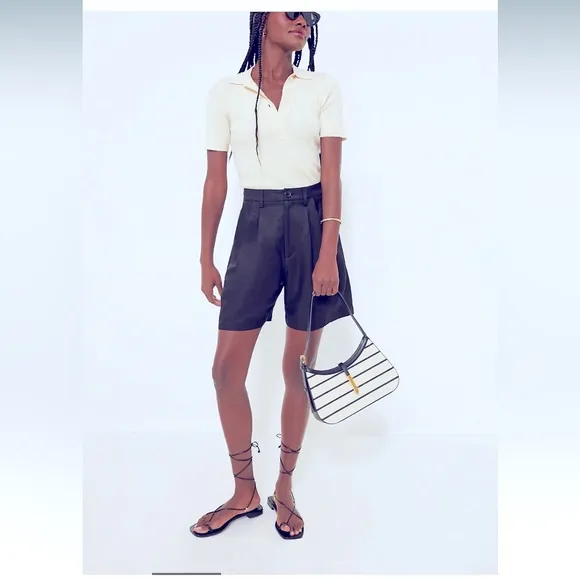 St. John Santana Knit Bermuda high waisted pleated shorts Akris The Row Toteme