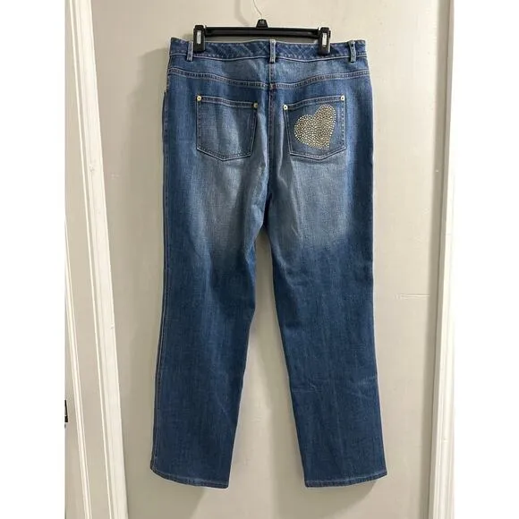 St. John straight blue Jeans back heart embellishment size 12