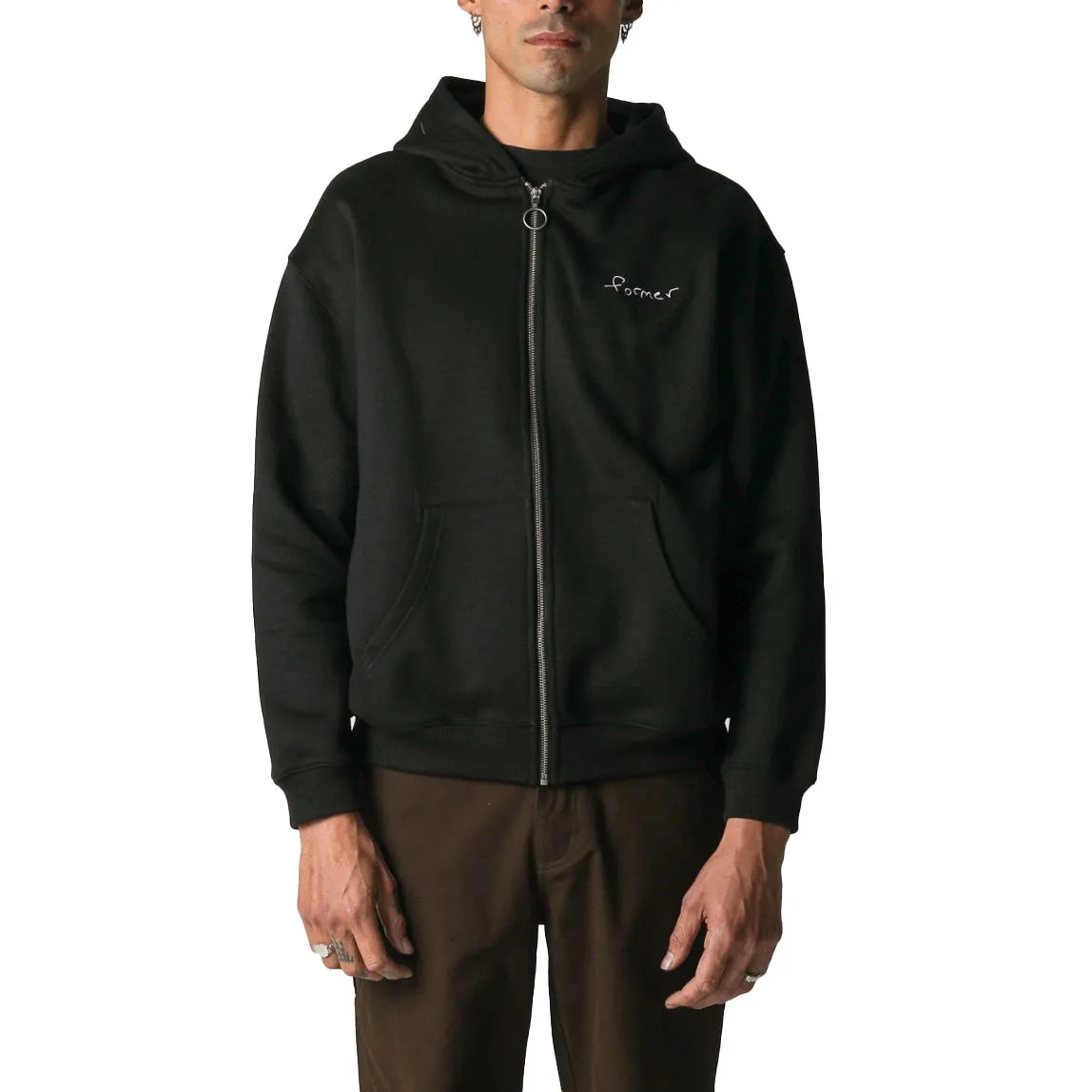 STILL LIFE ZIP HOOD Black