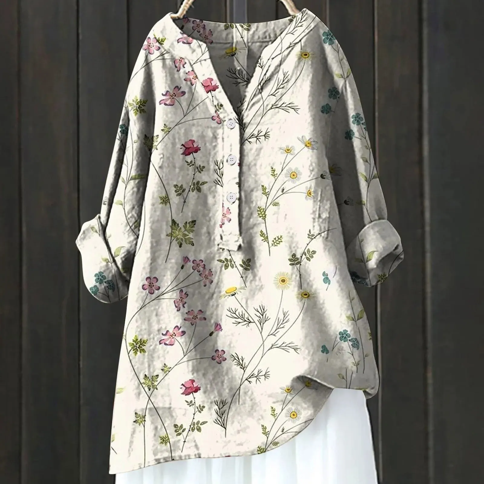 Summer Elegant Blouses For Women 2025 Women Casual Plus Size V Neck Printed Loose Button Tunic Shirt Blouse Tops 한국인후기많은옷