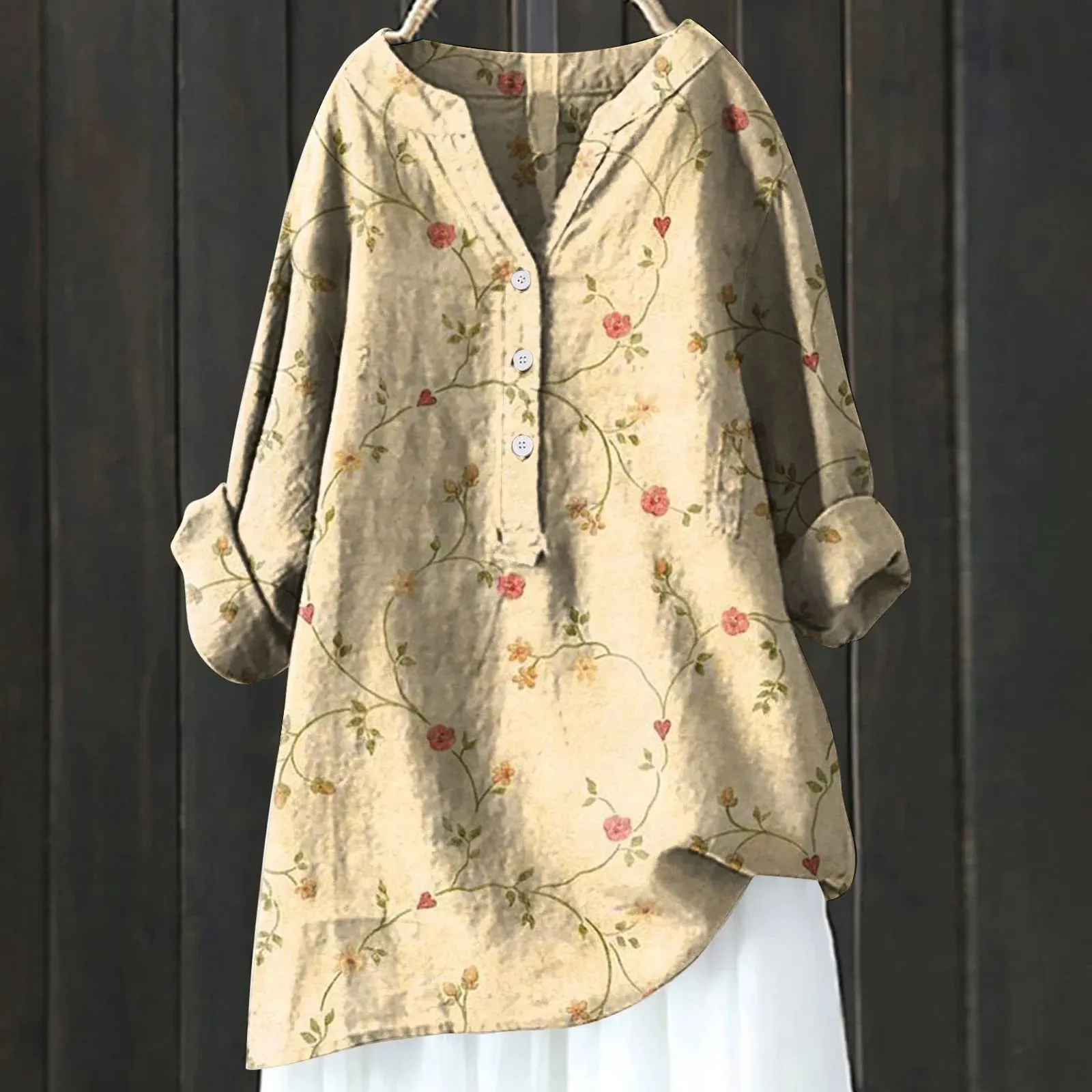 Summer Elegant Blouses For Women 2025 Women Casual Plus Size V Neck Printed Loose Button Tunic Shirt Blouse Tops 한국인후기많은옷