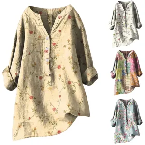 Summer Elegant Blouses For Women 2025 Women Casual Plus Size V Neck Printed Loose Button Tunic Shirt Blouse Tops 한국인후기많은옷