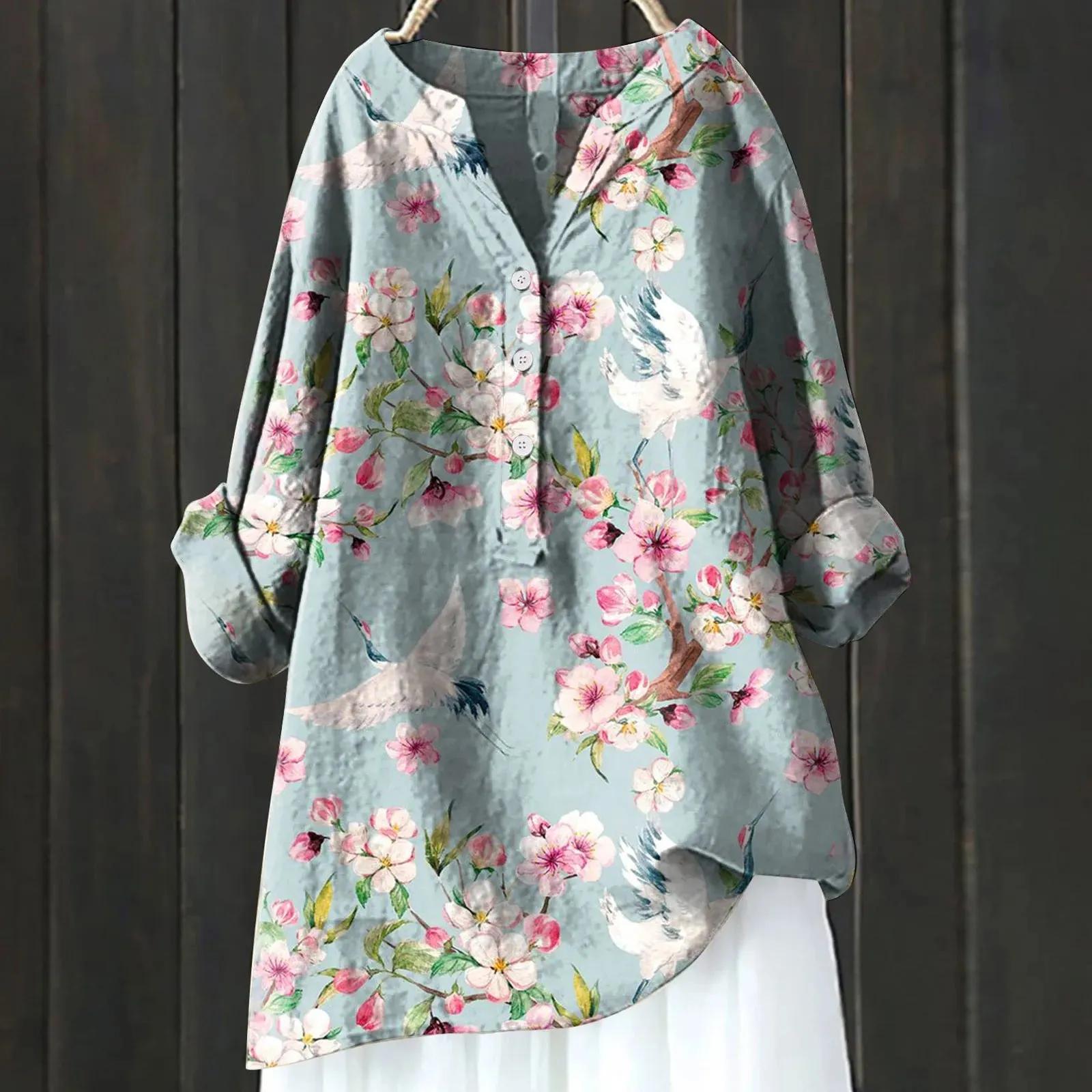 Summer Elegant Blouses For Women 2025 Women Casual Plus Size V Neck Printed Loose Button Tunic Shirt Blouse Tops 한국인후기많은옷