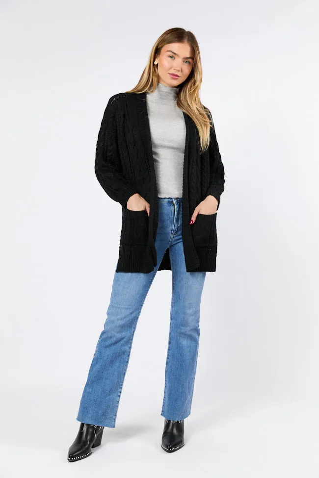 Sweet Nothings Black Chunky Cable Knit Cardigan FINAL SALE