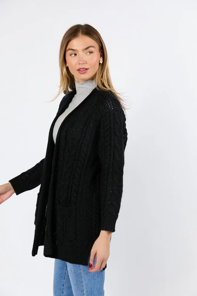 Sweet Nothings Black Chunky Cable Knit Cardigan FINAL SALE